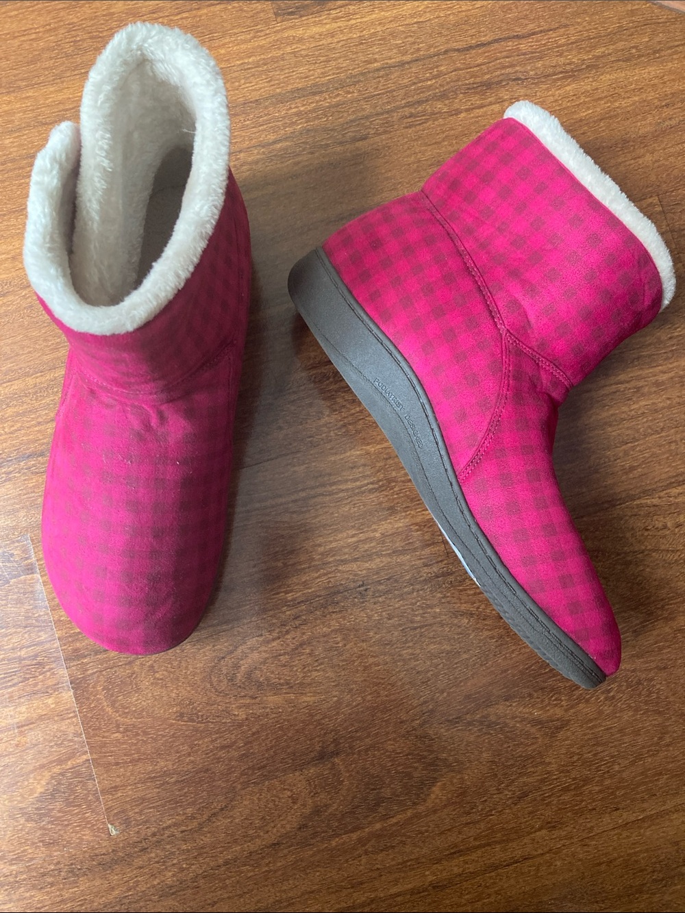 Vionic Pink Plaid Boots Sz 11